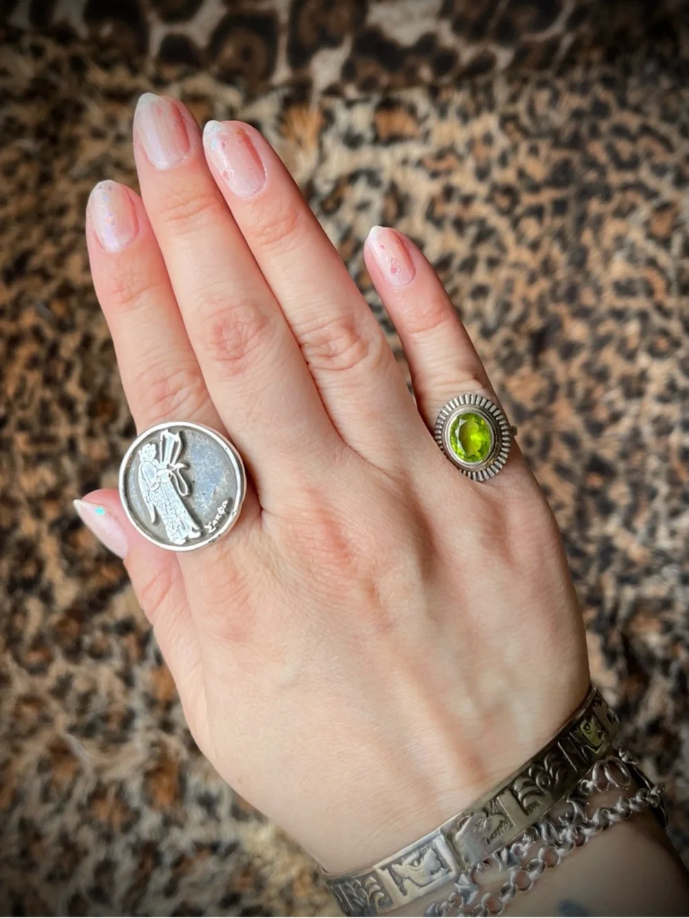 Peridot Sterling Silver Sunray Textured Vintage Ring Artisan Handmade